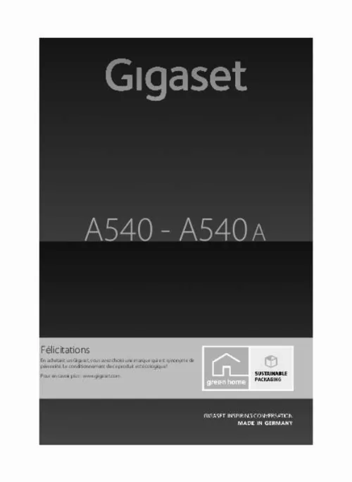 Mode d'emploi GIGASET GIGASET A545