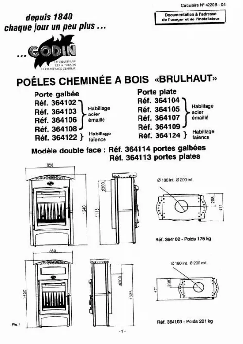 Mode d'emploi GODIN 364114 BRULHAUT