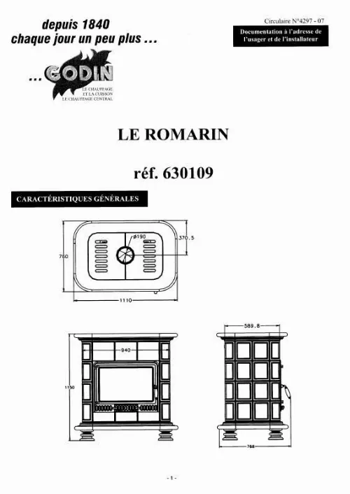 Mode d'emploi GODIN 630109 ROMARIN