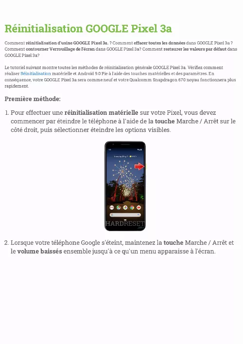 Mode d'emploi GOOGLE PIXEL 3A