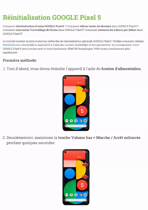 Mode d'emploi GOOGLE PIXEL 5