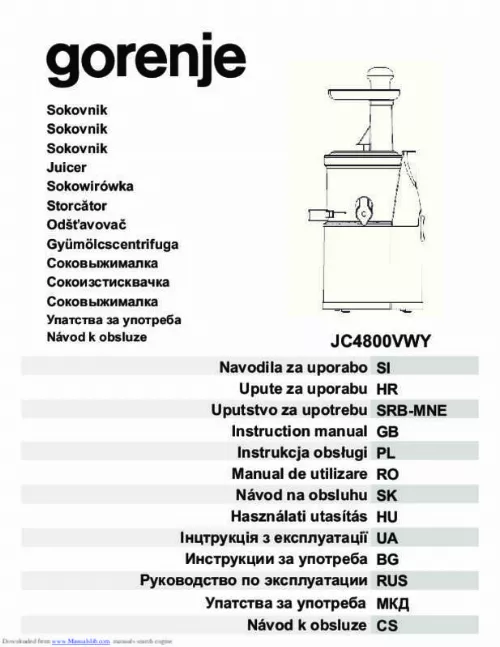 Mode d'emploi GORENJE JC4800VWY