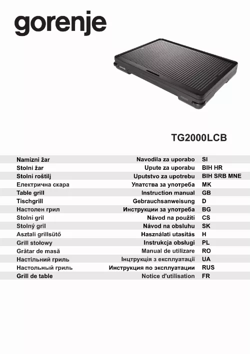 Mode d'emploi GORENJE TG2000LCB