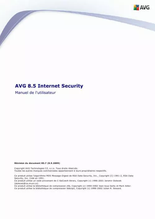 Mode d'emploi GRISOFT AVG 8.5 INTERNET SECURITY