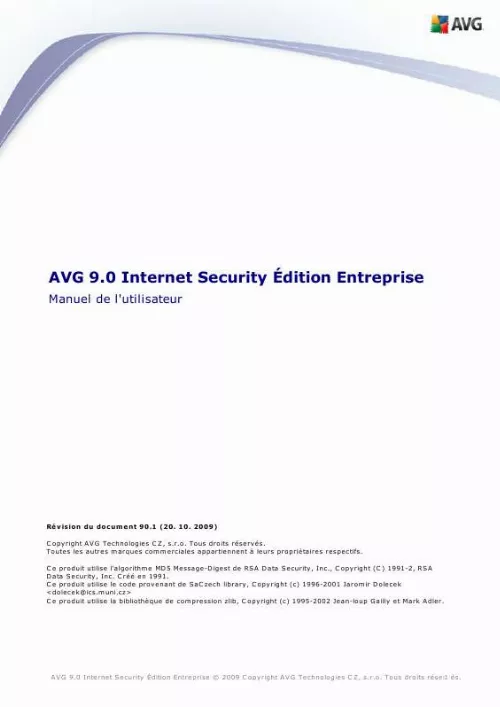 Mode d'emploi GRISOFT AVG 9.0 INTERNET SECURITY EDITION ENTREPRISE