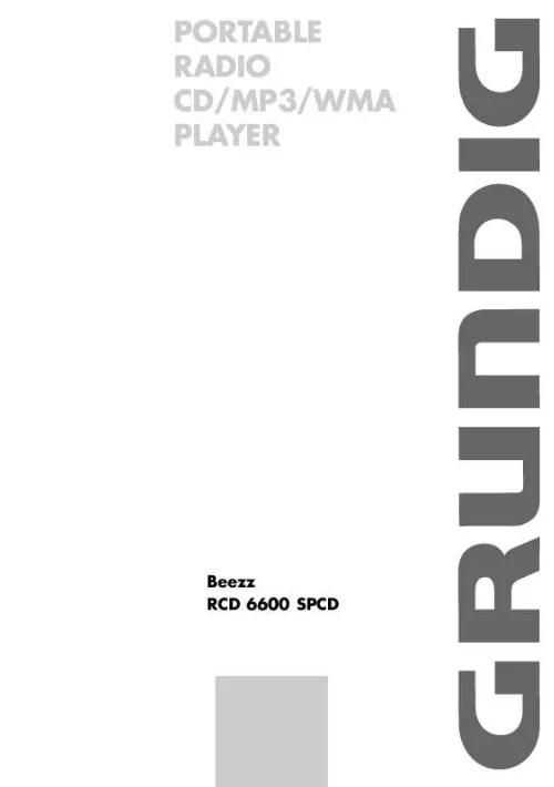 Mode d'emploi GRUNDIG BEEZZ RCD 6600 SPCD