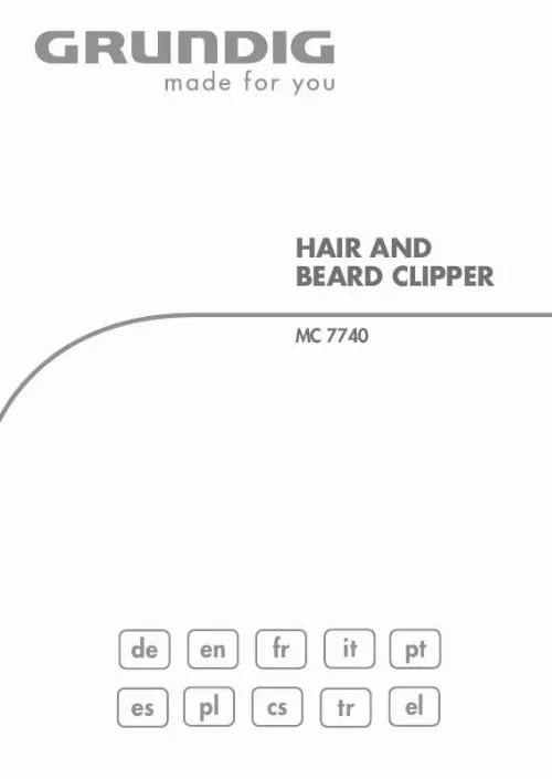 Mode d'emploi GRUNDIG MC 7740 HAIR AND BEARD CLIPPER, M/R