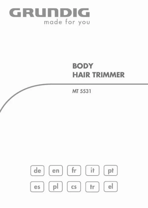 Mode d'emploi GRUNDIG MT 5531 BODY HAIR TRIMMER, R, NICD