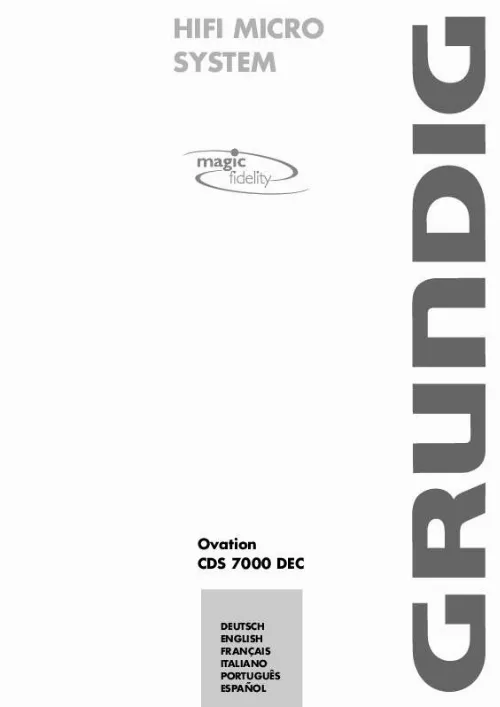 Mode d'emploi GRUNDIG OVATION CDS 7000 DEC