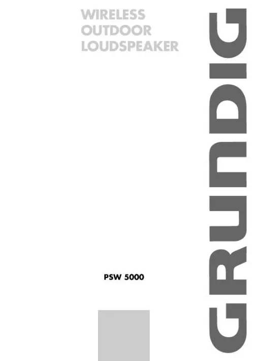 Mode d'emploi GRUNDIG PSW 5000