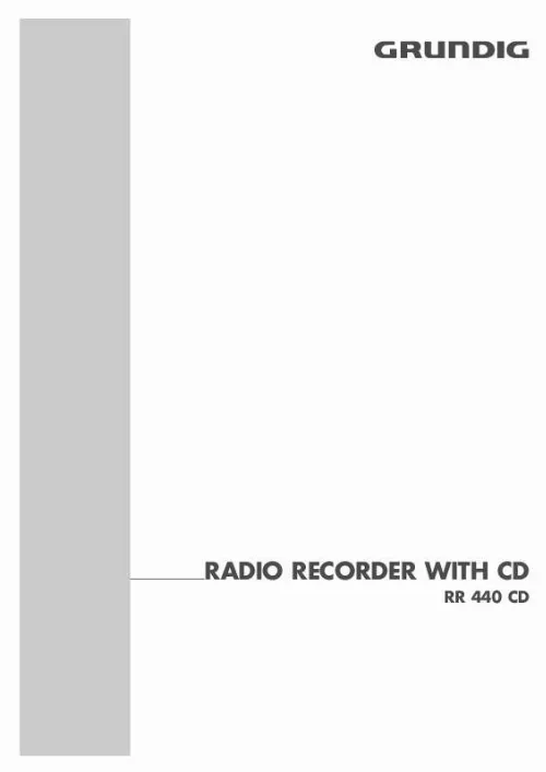 Mode d'emploi GRUNDIG RR 440 CD