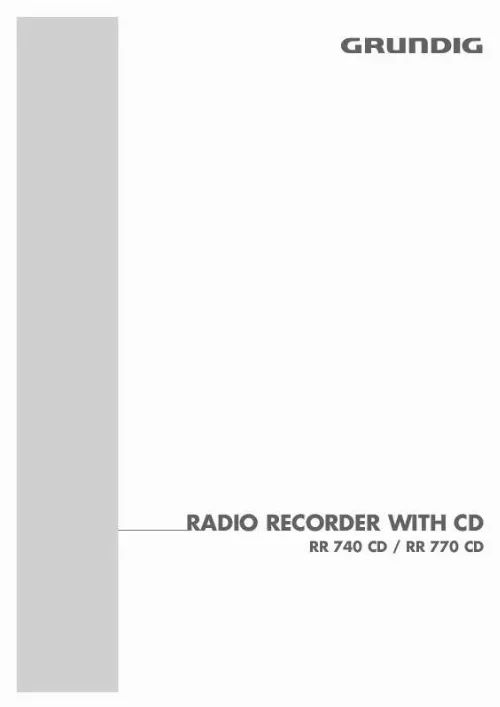 Mode d'emploi GRUNDIG RR 740 CD