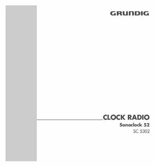 Mode d'emploi GRUNDIG SONOCLOCK 52 SC 5302