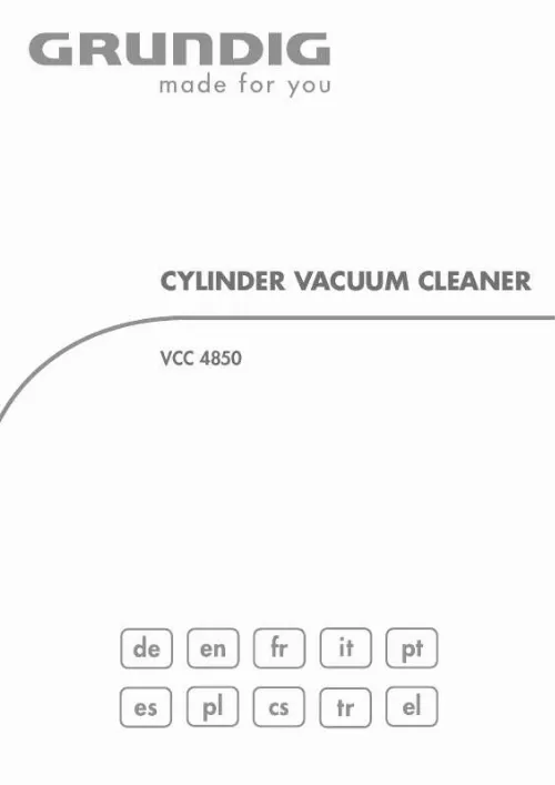 Mode d'emploi GRUNDIG VCC 4850 FLOOR VACUUM CLEANER BAGLES