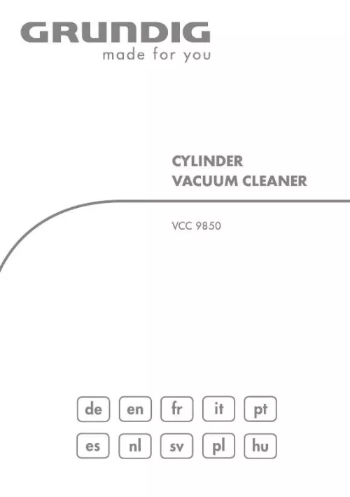 Mode d'emploi GRUNDIG VCC 9850 VACUUM CLEANER, BAGGED