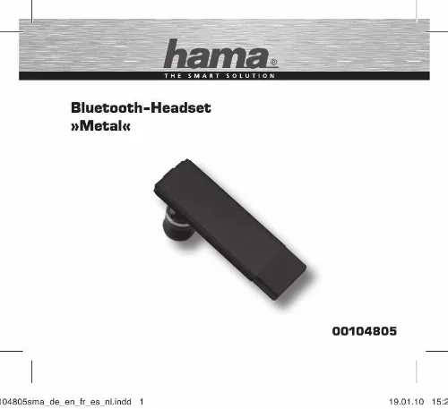 Mode d'emploi HAMA BLUETOOTH-HEADSET METAL SCHWARZ