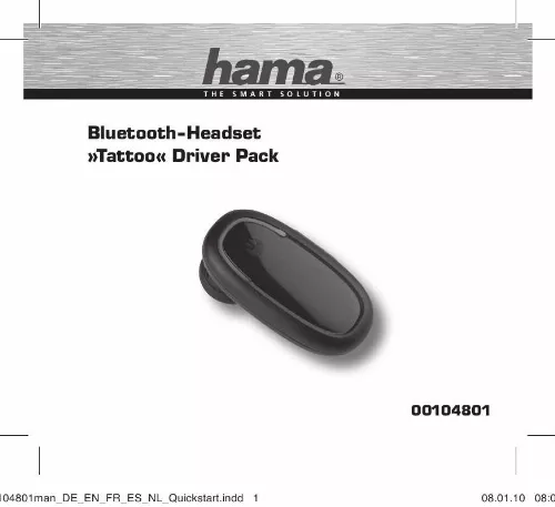 Mode d'emploi HAMA BLUETOOTH-HEADSET TATTOO DRIVER PACK