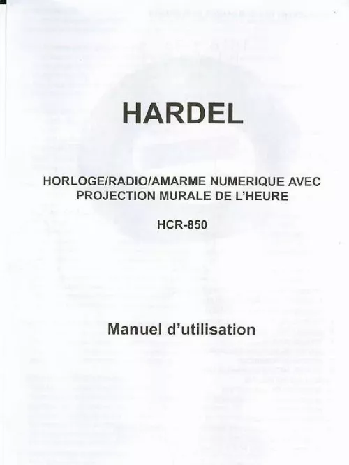 Mode d'emploi HARDEL HCR-850