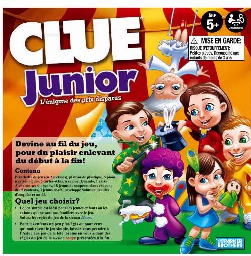 Mode d'emploi HASBRO CLUE JR CARNIVAL CASE OF THE MISSING PRIZES