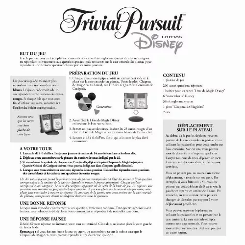 Mode d'emploi HASBRO TRIVIAL PURSUIT DISNEY