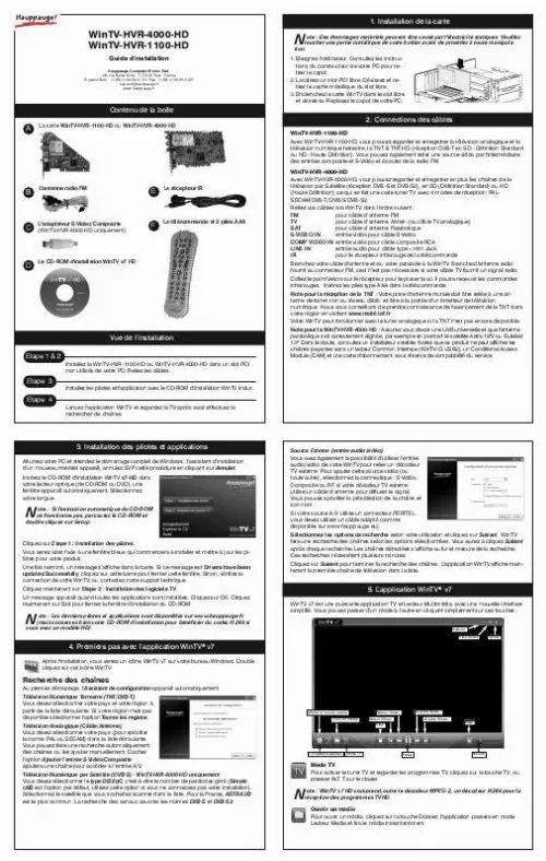 Mode d'emploi HAUPPAGE HVR-1100/4000