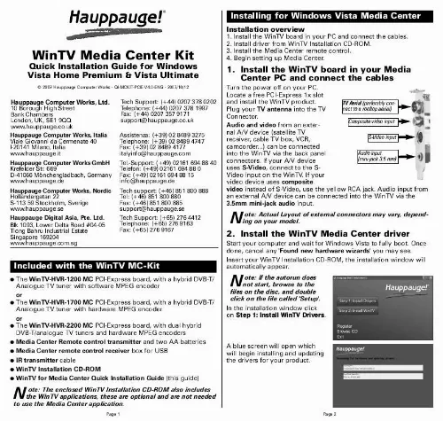 Mode d'emploi HAUPPAGE HVR-1200/1700/2200