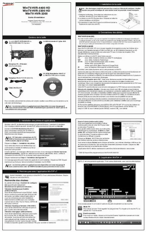 Mode d'emploi HAUPPAGE HVR-3300/4400