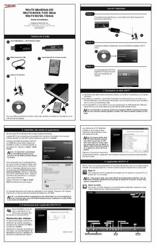 Mode d'emploi HAUPPAGE NOVA-T-STICK/MINISTICK