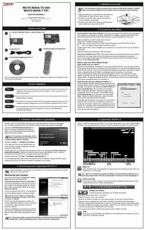 Mode d'emploi HAUPPAGE NOVA-TD-500/T-PCI