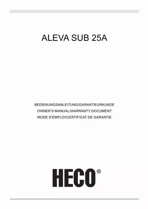 Mode d'emploi HECO ALEVA SUB 25A