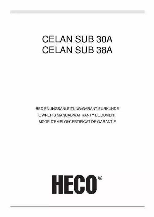 Mode d'emploi HECO CELAN SUB 30A