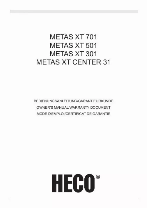 Mode d'emploi HECO METAS XT 501