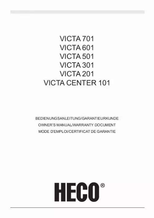 Mode d'emploi HECO VICTA 301