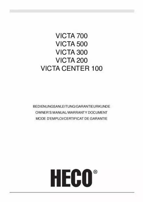 Mode d'emploi HECO VICTA CENTER 100