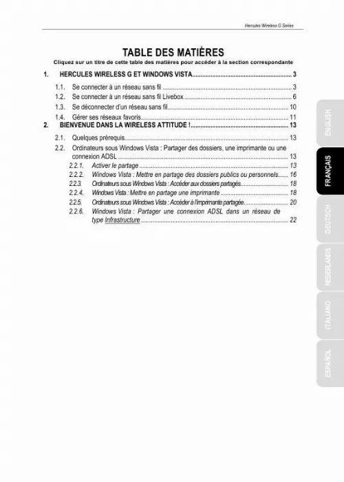 Mode d'emploi HERCULES HWGPCI-54-V2