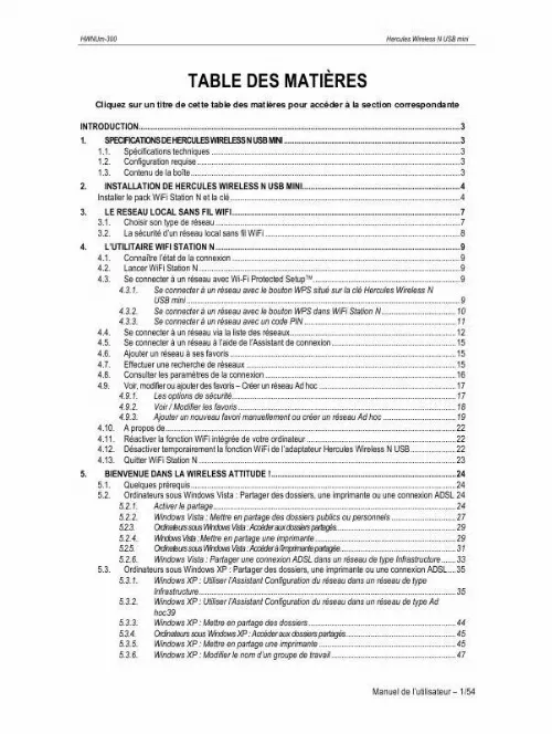 Mode d'emploi HERCULES HWNUM-300