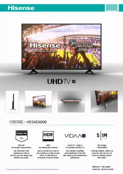 Notice HISENSE 55AE6000 tv Trouver une solution à un problème HISENSE