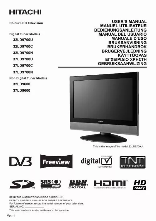 Mode d'emploi HITACHI 37LD9700N