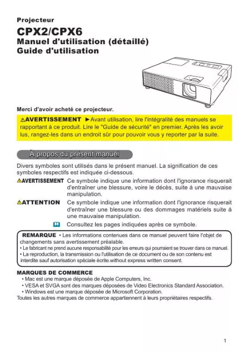 Mode d'emploi HITACHI CPX2WF