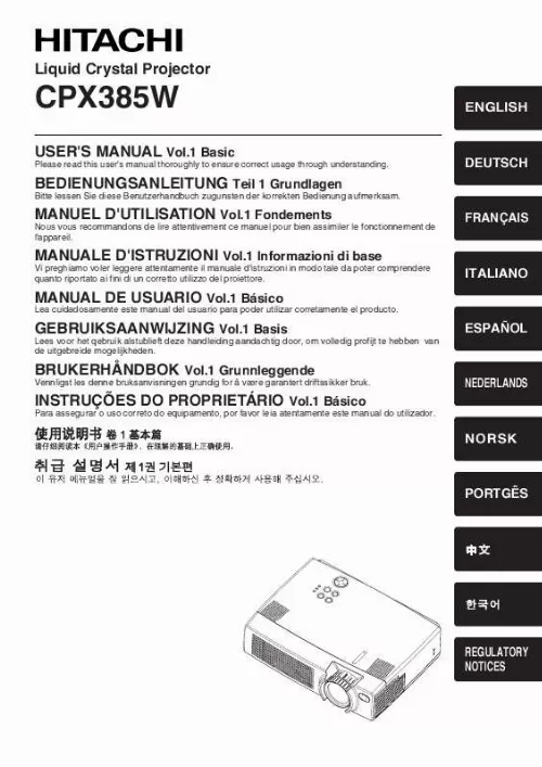 Mode d'emploi HITACHI CPX385W