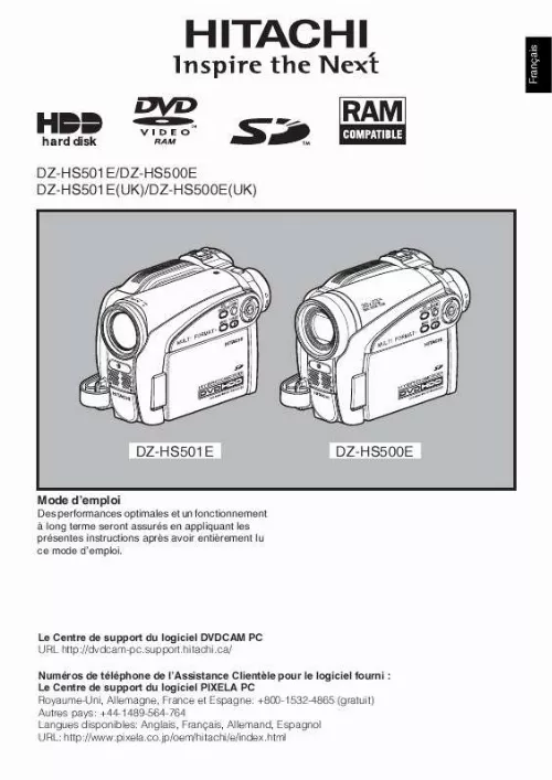 Mode d'emploi HITACHI DZ-HS500E