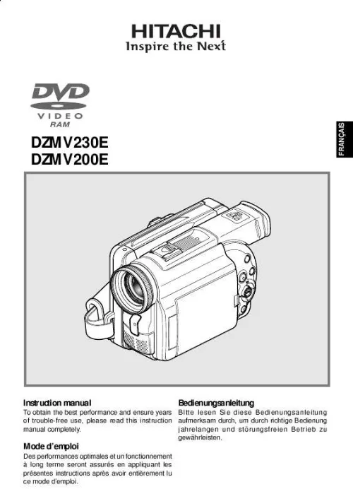 Mode d'emploi HITACHI DZMV230E