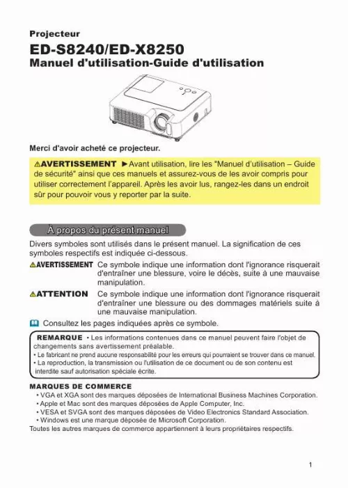 Mode d'emploi HITACHI ED-X8250