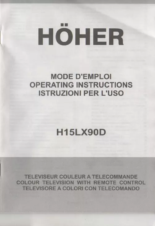 Mode d'emploi HOHER H15LX90D