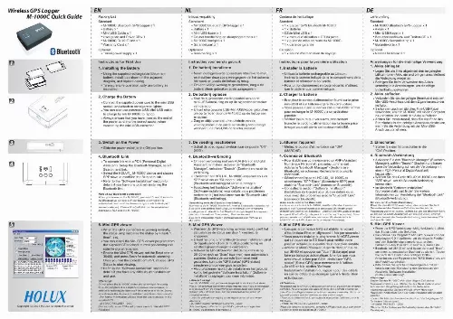 Mode d'emploi HOLUX M-1000C