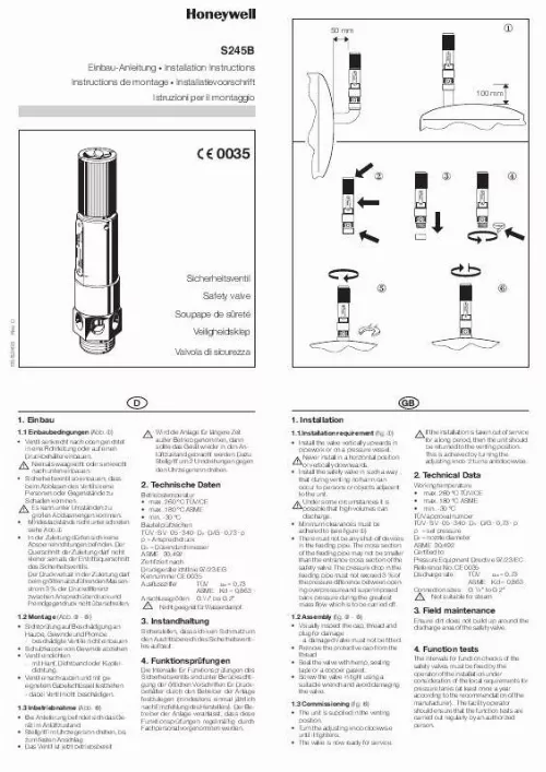 Mode d'emploi HONEYWELL S245B