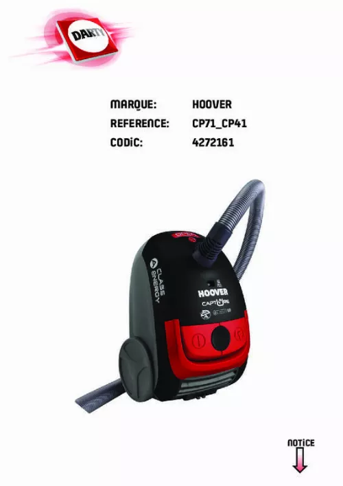 Mode d'emploi HOOVER CP71_CP41 CAPTURE