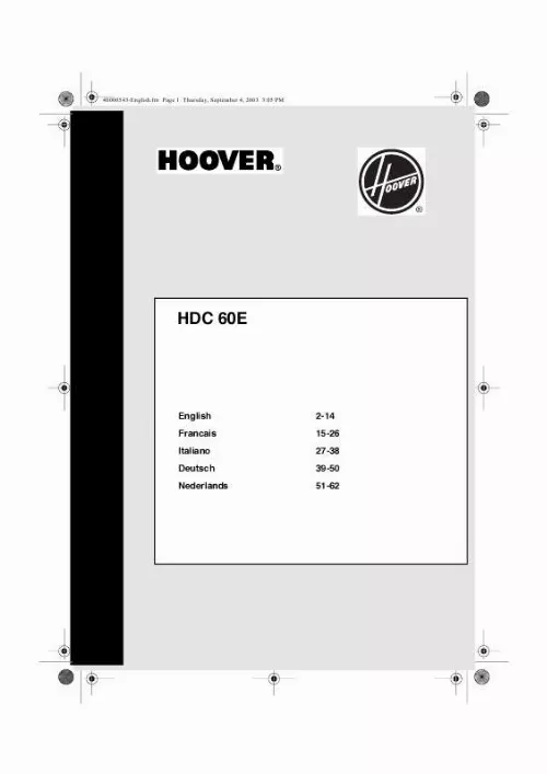 Mode d'emploi HOOVER HDC 60E