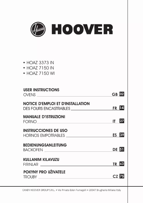 Mode d'emploi HOOVER HOAZ7150WI