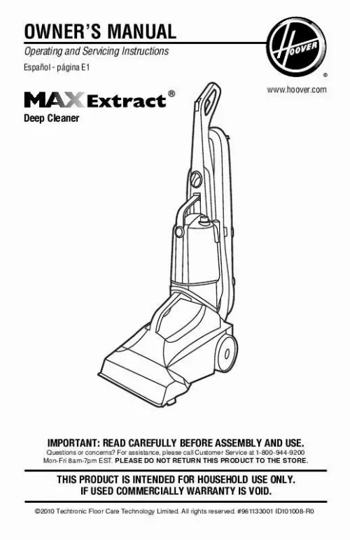 Mode d'emploi HOOVER MAXEXTRACT